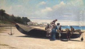 Elegantes A L'arrivee Des Pecheurs Dans La Baie Arcachon