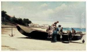 Elegantes A L'arrivee Des Pecheurs Dans La Baie D'arcachon