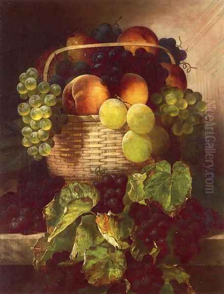 Still Life with Grapes. Plums and Peaches in a Basket - view 1