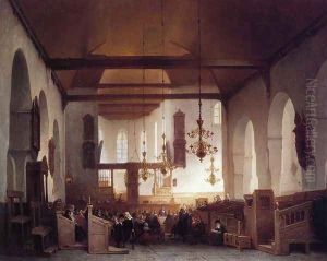 Communion Service: Avondmaalsviering in the Geertekerk, Utrecht by Johannes Bosboom