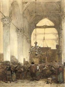 Interior of a church by Johannes Bosboom