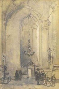 Figures in a church by Johannes Bosboom