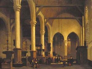 The interior of a Dutch Church by Johannes Bosboom