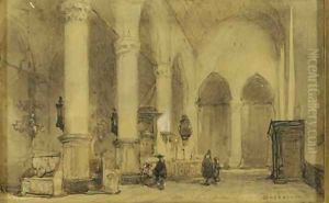 In de kerk te Edam a church interior by Johannes Bosboom