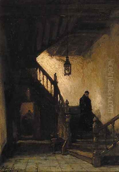 Kloostertrap te Boxmeer a monk descending a staircase - view 1