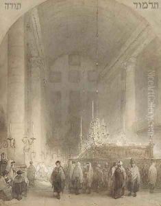 The Portugese Israelite Synagogue, Amsterdam by Johannes Bosboom
