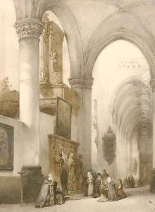 Figures in a church interior 3 by Johannes Bosboom