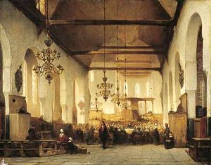 A service in the Geertekerk in Utrecht by Johannes Bosboom