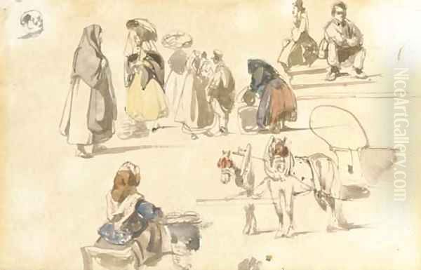 Figures and horses a study - view 1