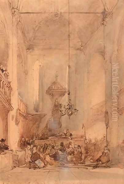 Figures in a church interior - view 1