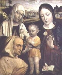 Madonna and Child, St Catherine and the Blessed Stefano Maconi by Ambrogio Borgognone