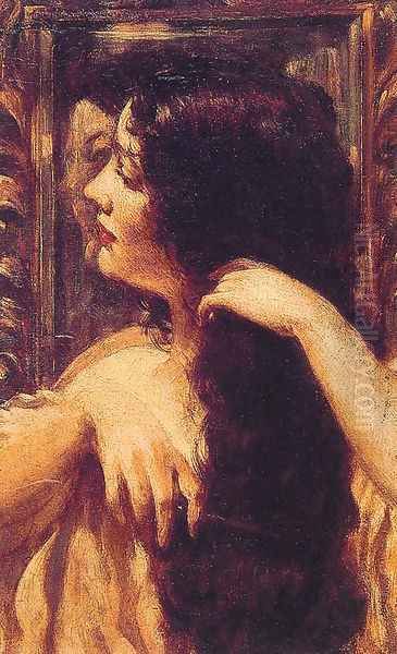 Brunette Combing Her Hair - view 1