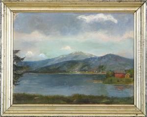 A Norwegian Landscape By A Fiord by Knud (Andreassen) Baade