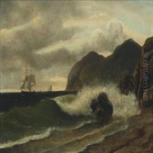 Costal Scenery Withg Sailing Ships by Carl Emil Baagoe