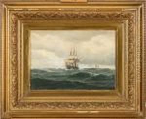 Seascape With The Frigate Jutland by Carl Emil Baagoe