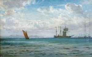 Segelschiffe Auf Bei Aufkommendem Sturm