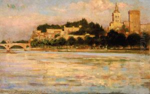 The Palace of the Popes and Pont d'Avignon by James Carroll Beckwith