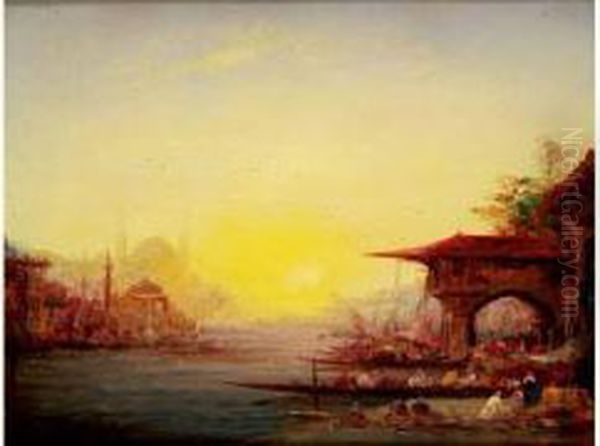 Coucher De Soleil Sur Le Bosphore, Constantinople, Circa 1910 - view 1