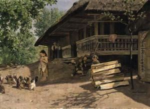 Bauernhof Mit Spielenden Kindern