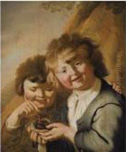 A Portrait Of Two Young Boys Holding A Bird's Nest by Jacob Adriaensz Backer