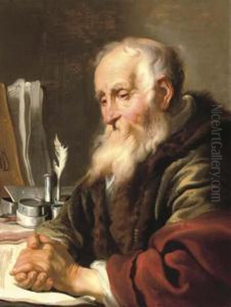 An Elderly Scholar At His Desk - view 1