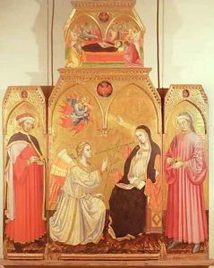 The Annunciation with St. Cosmas and St. Damian, 1409 by Taddeo Di Bartolo
