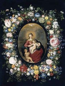 Virgin and Child with Infant St John in a Garland of Flowers 1630s