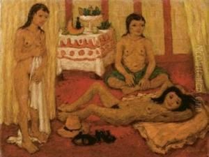 Donne Nell'alcova (donne Nude) - 1941 by Arnaldo Badodi