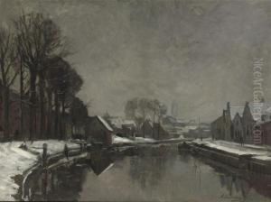 A Belgian Town In Winter by Albert Baertsoen