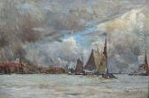  Vue De Port Sous Un Ciel Gris  by Albert Baertsoen