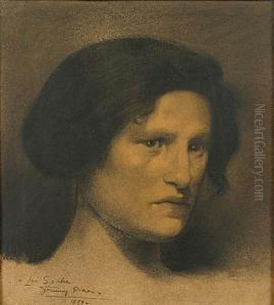 Portret Van Vrouw Met Opgestoken Haar. - view 1