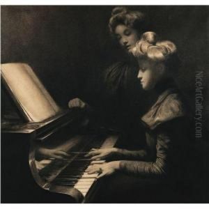 La Lecon De Piano by Firmin Baes