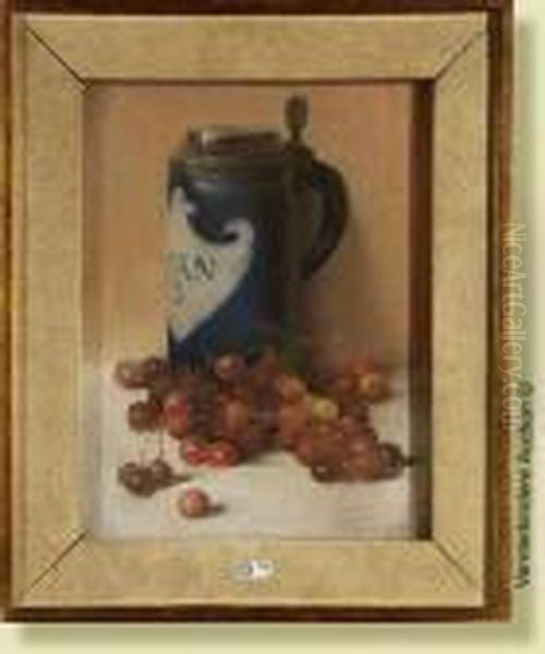 Lescerises, Pastel Sur Papier.
Signe En Bas A Droite Firmin Baes.ecole Belge. Dim.: 36x28cm - view 1