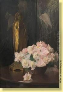 Vase Fleuri Sur Fond De Chinoiserie