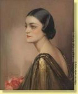 Jeune Femme A La Coiffe Art Deco