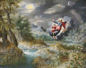 God creating the Sun, the Moon and the Stars in the Firmament