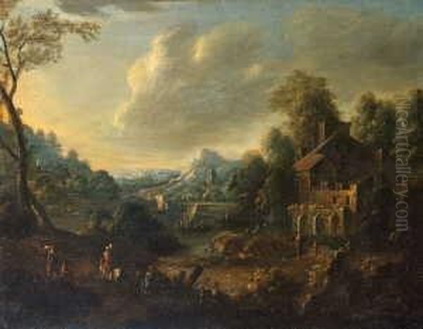 Flusslandschaft Mit Reicher
Staffage. - view 1