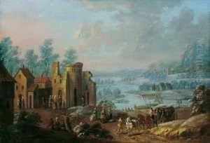Weite Flusslandschaft. Ol Auf Holz. H 23,5; B 34 Cm.