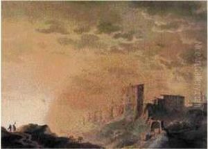 Promeneurs Dans Un Paysage De Ruines by Giuseppe Pietro Bagetti