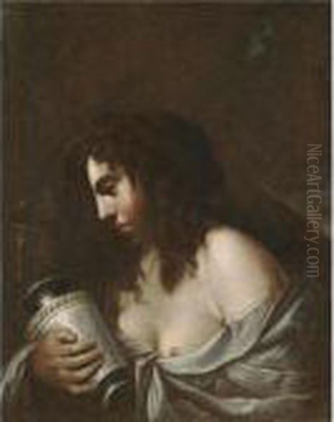 The Penitent Magdalene Holding A Jar Of Ointment Before A Crucifix - view 1