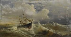 Fischerboote Auf Hoher See. by Jules G. Bahieu