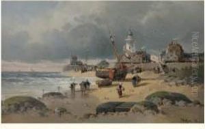 Le Village Des Pecheurs by Jules G. Bahieu