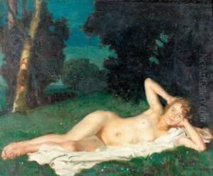 "akt Auf Der Wiese". by Theodor Baierl