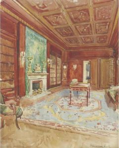 A Pair Of Watercolors Of Interiors by Vernon Howe Bailey