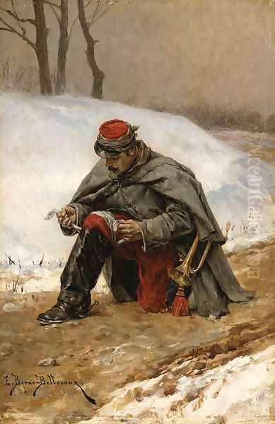 The wounded soldier by Etienne Prosper Berne-Bellecour