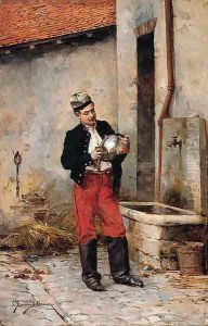 A French Cuirassier Polishing His Helmet