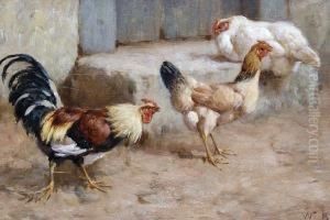 Chickens Around A Doorstep by William Baptiste Baird