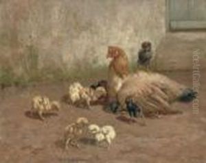 All My Own - A Hen With Her Chicks by William Baptiste Baird