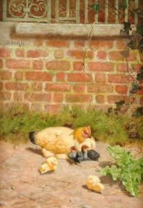 Chickenwith Four Chicks