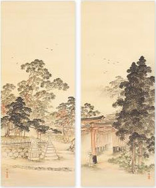 Inari Shrine In Early Spring, Kitano Shrine In Late Fall - view 1